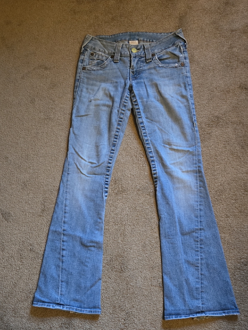 True Religion Vintage Distressed Flare Jeans Light Wash Slighly Distressed 27